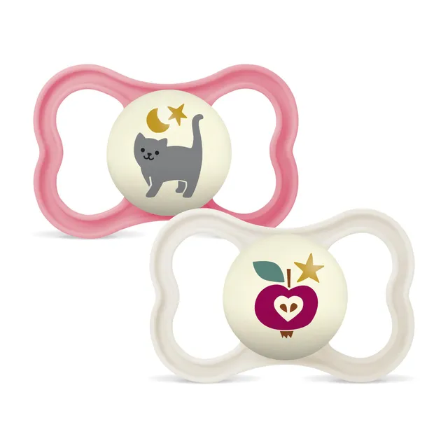 mam-chupete-supreme-16-meses-rosa-mate-pack-de-2-escudo-ventilado-que-brilla-en- image 1