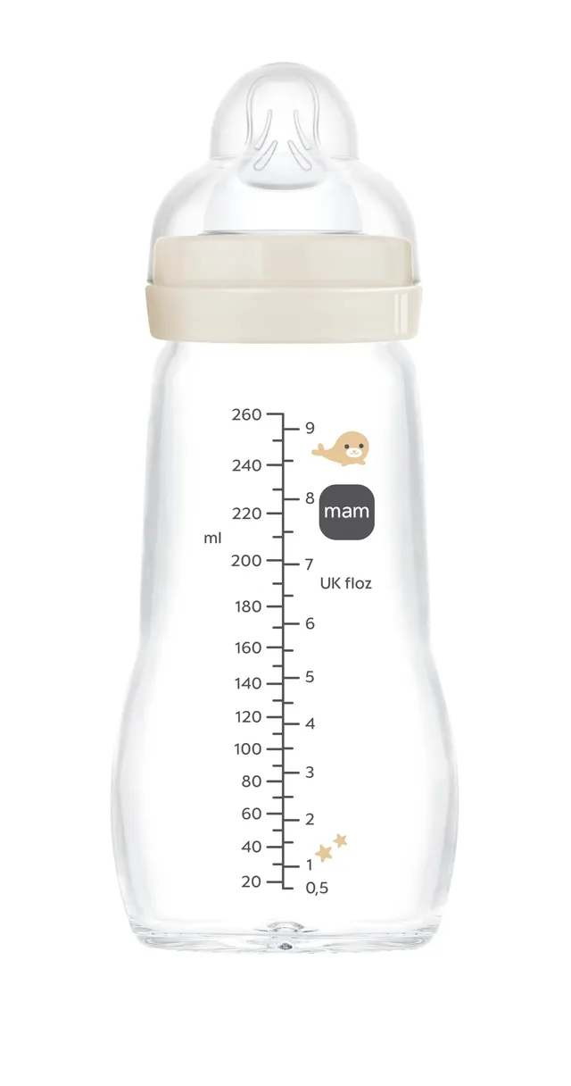 mam-feel-good-biber-n-de-cristal-260-ml-con-tetina-2-flujo-medio-2-4-meses-libre image 1