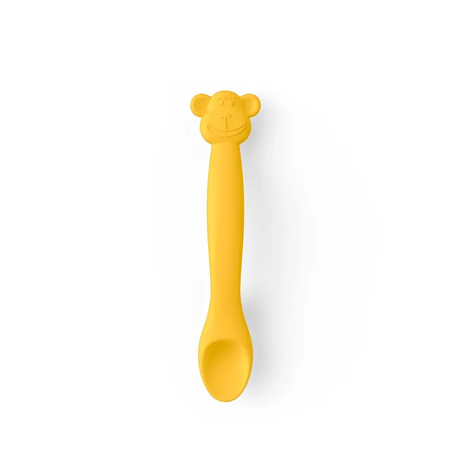 suavinex-cuchara-de-silicona-de-aprendizaje-4-meses-amarillo-mono-flexible-mango image 1