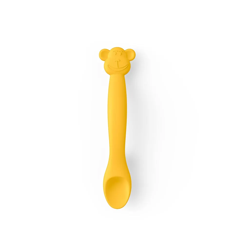 suavinex-cuchara-de-silicona-de-aprendizaje-4-meses-amarillo-mono-flexible-mango image 1
