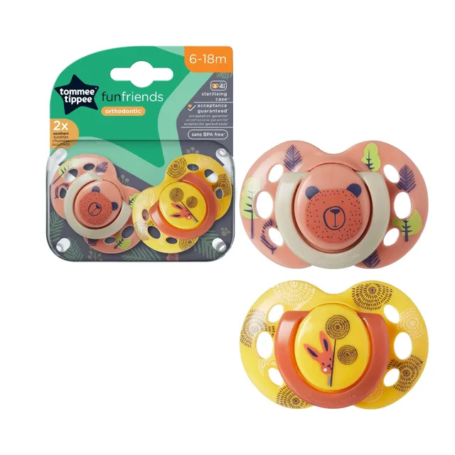 tommee-tippee-fun-chupetes-ortod-nticos-6-18-meses-pack-de-2-silicona-reversible image 1