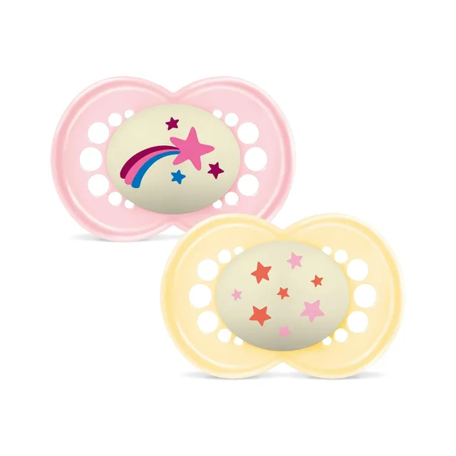 mam-chupete-original-noche-16-meses-rosa-brillante-pack-2-uds-con-tetina-skinsof image 1