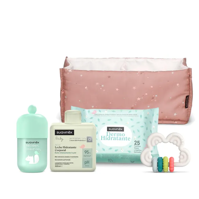 suavinex-canastilla-beb-reci-n-nacido-rosa-organizador-con-leche-hidratante-300- image 1