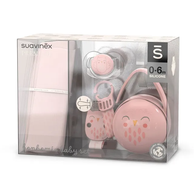 suavinex-set-regalo-reci-n-nacido-bonhomia-rosa-4-pcs-muselina-algod-n-chupete-s image 1