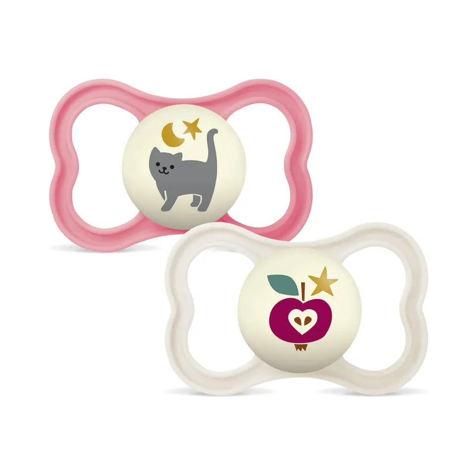 mam-chupete-supreme-6-meses-rosa-mate-2-uds-escudo-ventilado-que-brilla-en-la-os image 1