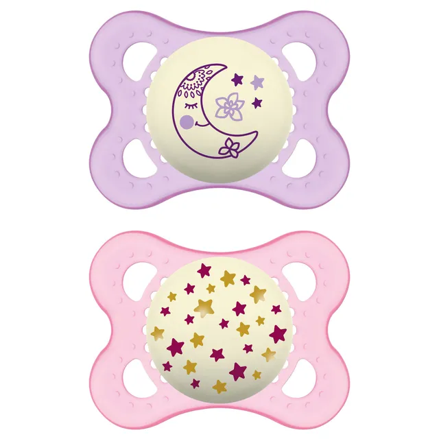 mam-original-night-chupete-que-brilla-en-la-oscuridad-0-meses-rosa-pack-de-2-con image 1
