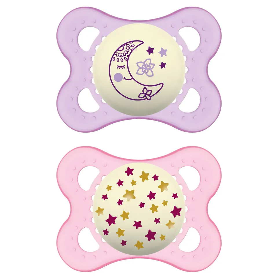 mam-original-night-chupete-que-brilla-en-la-oscuridad-0-meses-rosa-pack-de-2-con image 1
