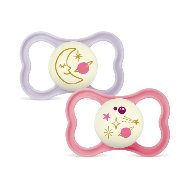 mam-chupete-air-16-meses-rosa-mate-2-uds-escudo-ventilado-que-brilla-en-la-oscur image 1