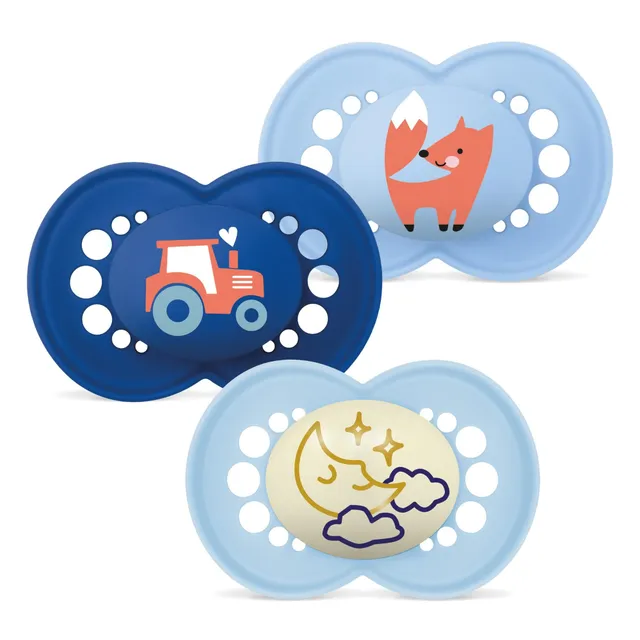 mam-chupete-original-6-meses-d-a-y-noche-azul-mate-3-uds-tetina-skinsoft-silicon image 1
