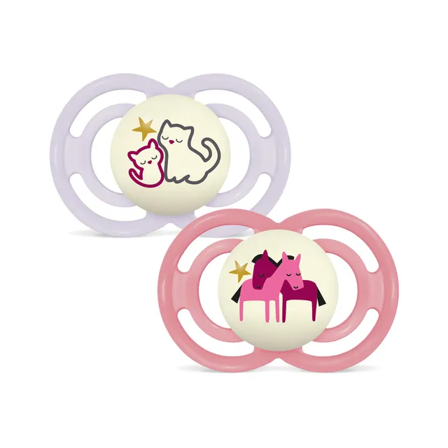mam-chupete-perfect-16-meses-rosa-brillante-pack-2-uds-brilla-en-la-oscuridad-te image 1