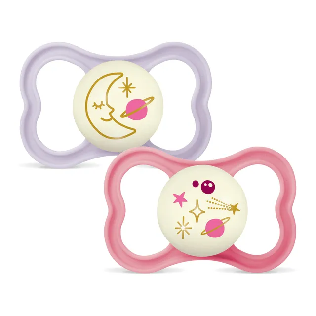 mam-chupete-air-6-meses-rosa-mate-2-uds-escudo-ventilado-luminoso-y-tetina-skins image 1