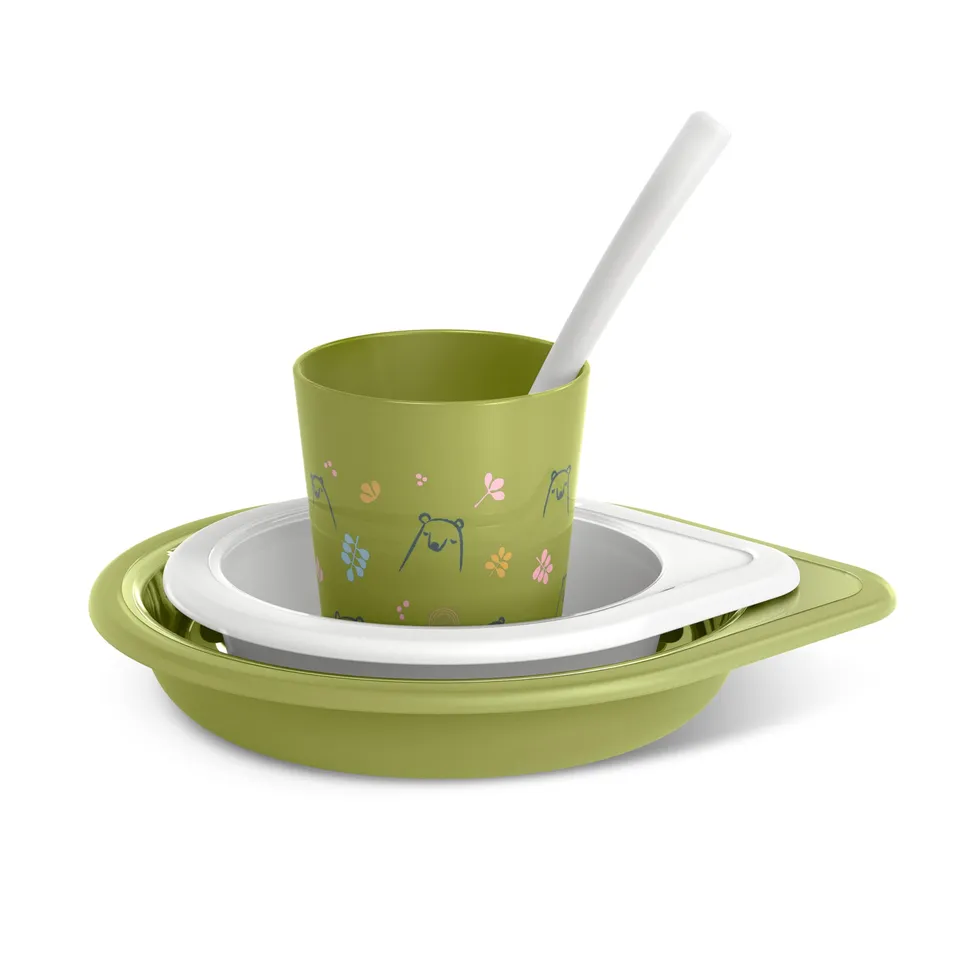 suavinex-vajilla-de-aprendizaje-beb-bears-verde-set-con-vaso-plato-llano-450-ml- image 1