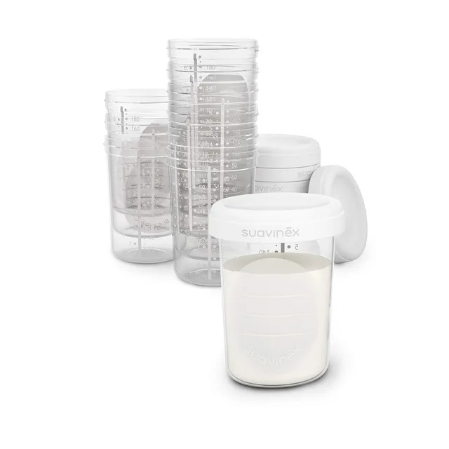 suavinex-pack-10-tarritos-almacenaje-leche-materna-200-ml-con-tapa-de-rosca-herm image 1