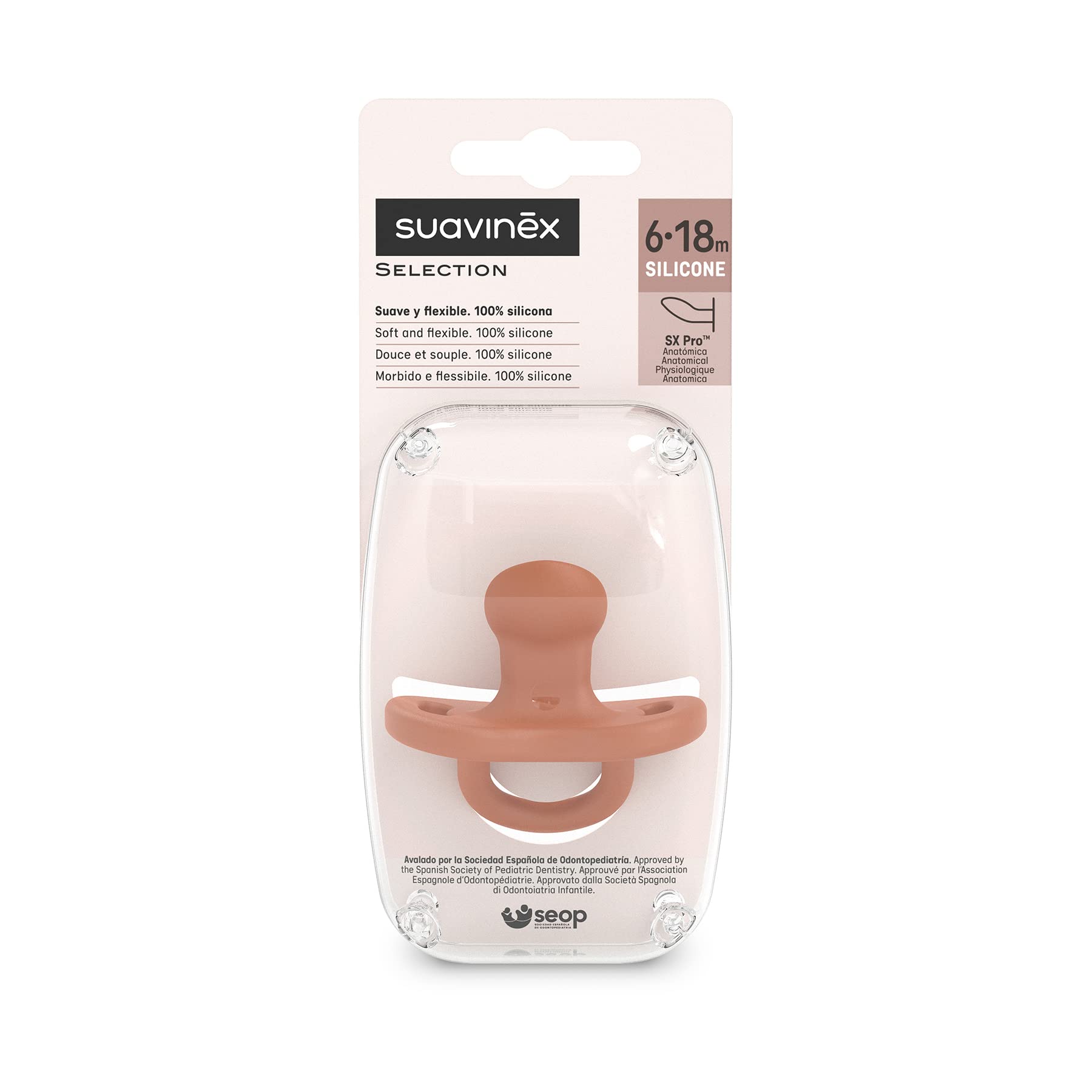 suavinex-smoothie-chupete-todo-silicona-sx-pro-6-18-meses-colour-essence-teja image 3
