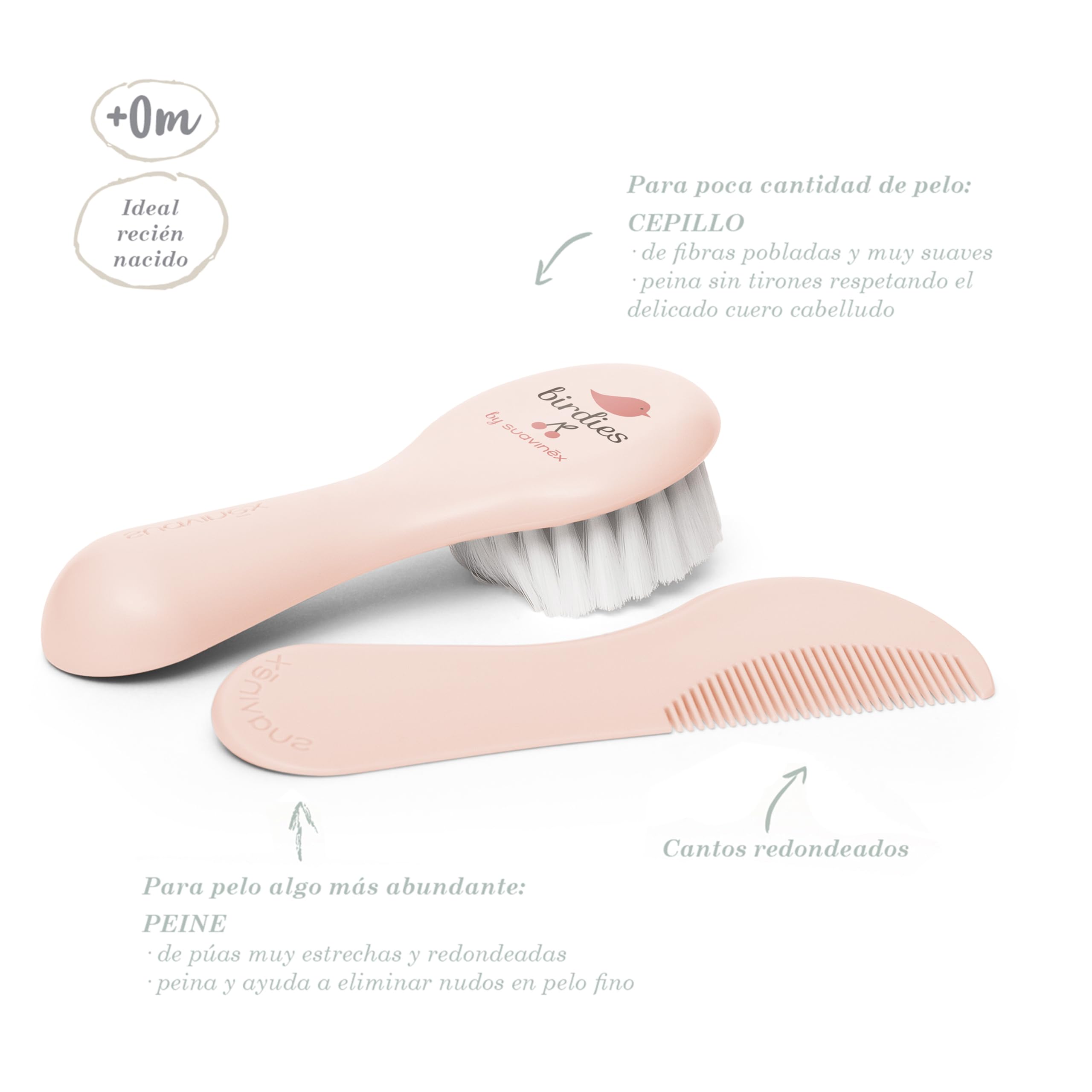 suavinex-set-cepillo-y-peine-para-beb-rosa-fibras-suaves-sin-tirones-peine-de-ca image 3