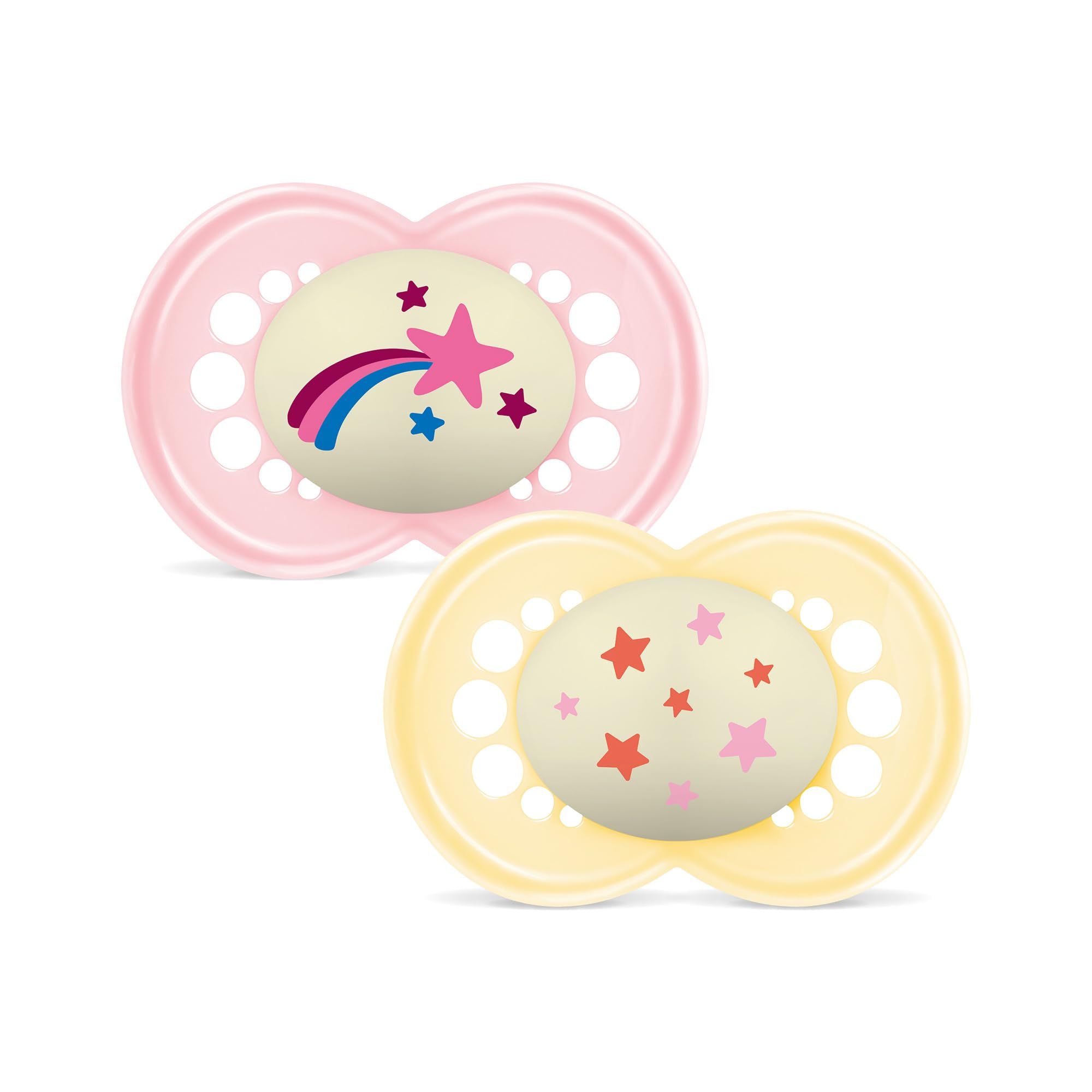 mam-chupete-original-noche-16-meses-rosa-brillante-pack-2-uds-con-tetina-skinsof image 1