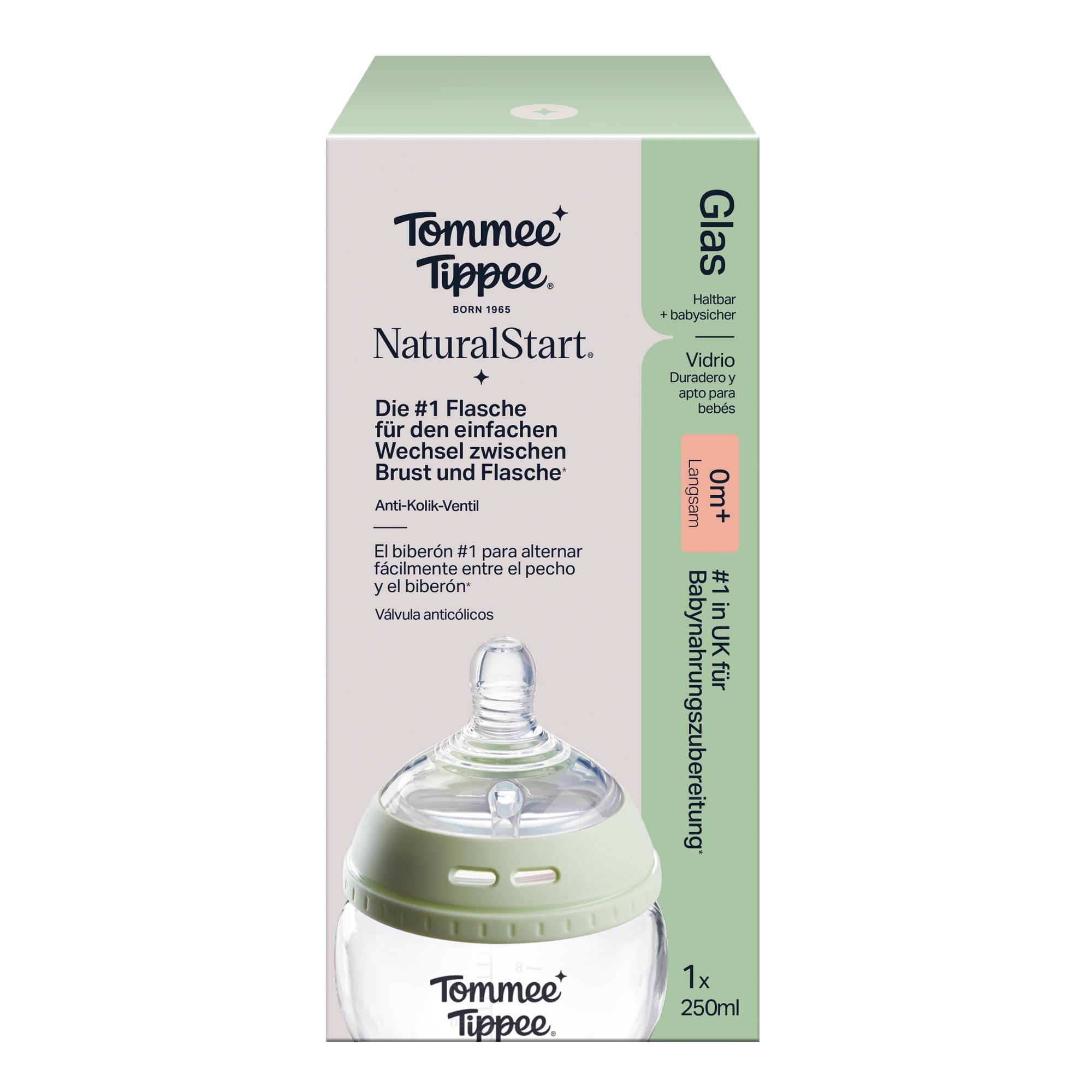 tommee-tippee-biber-n-de-vidrio-borosilicato-natural-start-antic-licos-250-ml-0m image 2