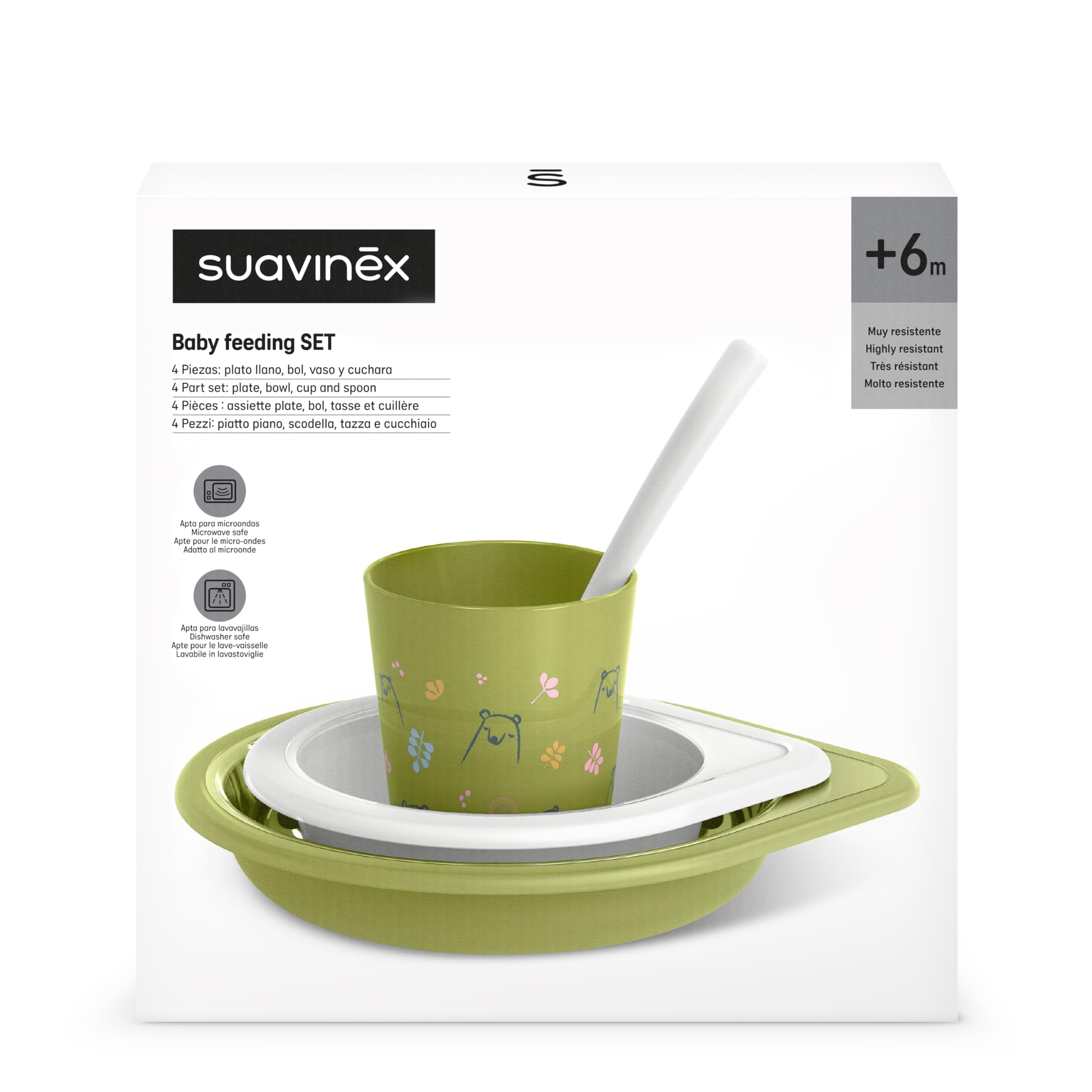 suavinex-vajilla-de-aprendizaje-beb-bears-verde-set-con-vaso-plato-llano-450-ml- image 3