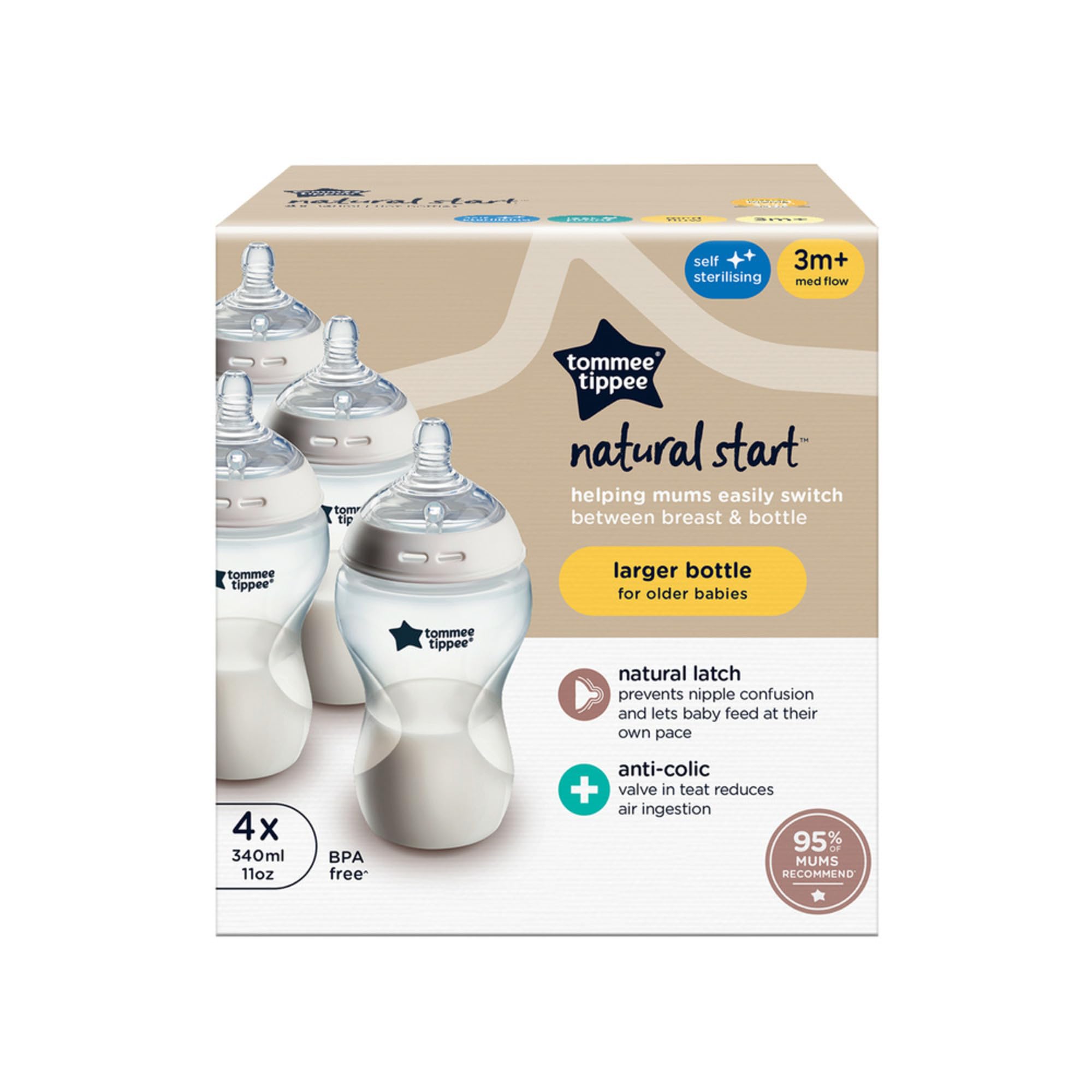 tommee-tippee-natural-start-biber-n-antic-licos-340-ml-3-meses-tetina-similar-al image 2