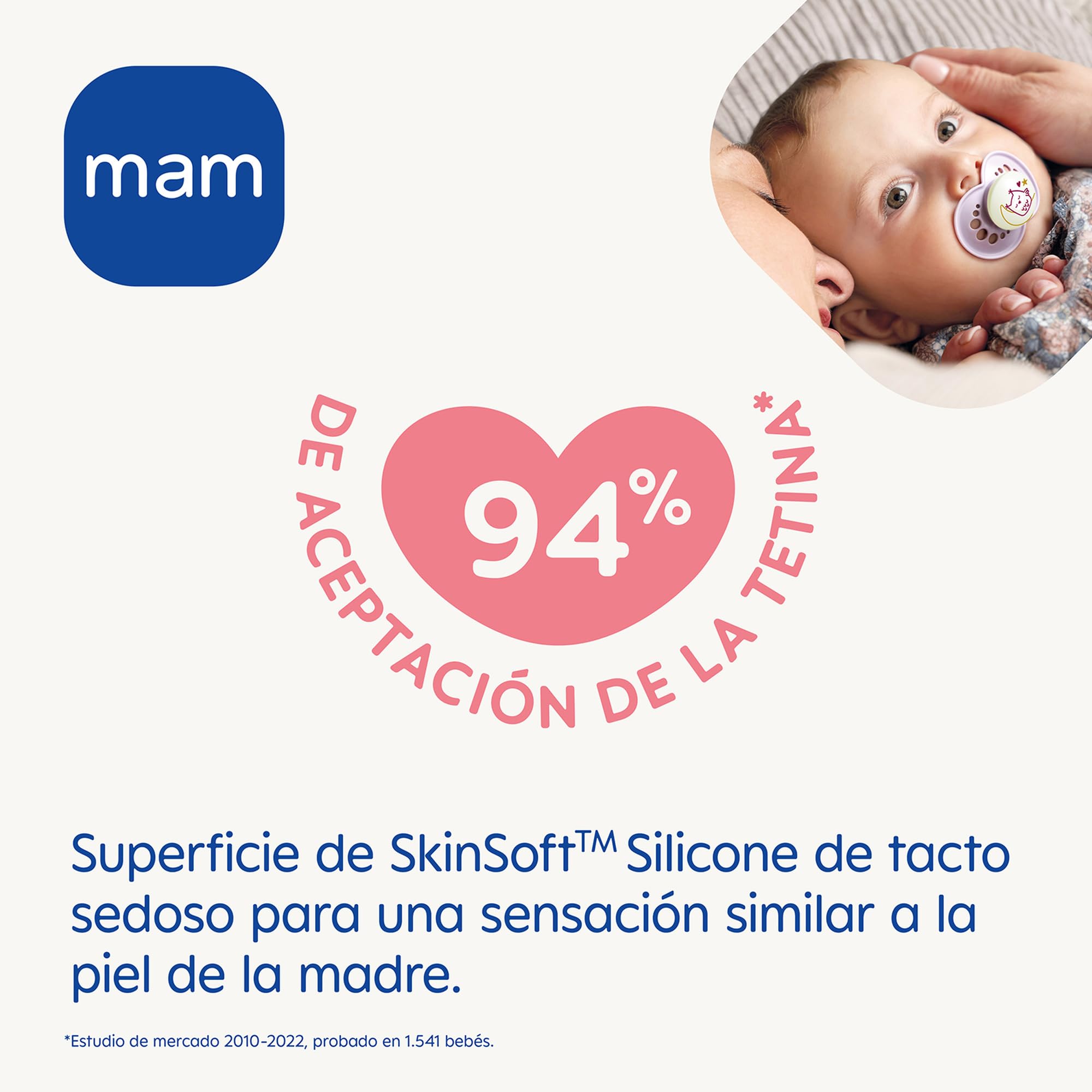 mam-chupete-original-noche-6-meses-azul-brillante-pack-2-uds-con-tetina-skinsoft image 2