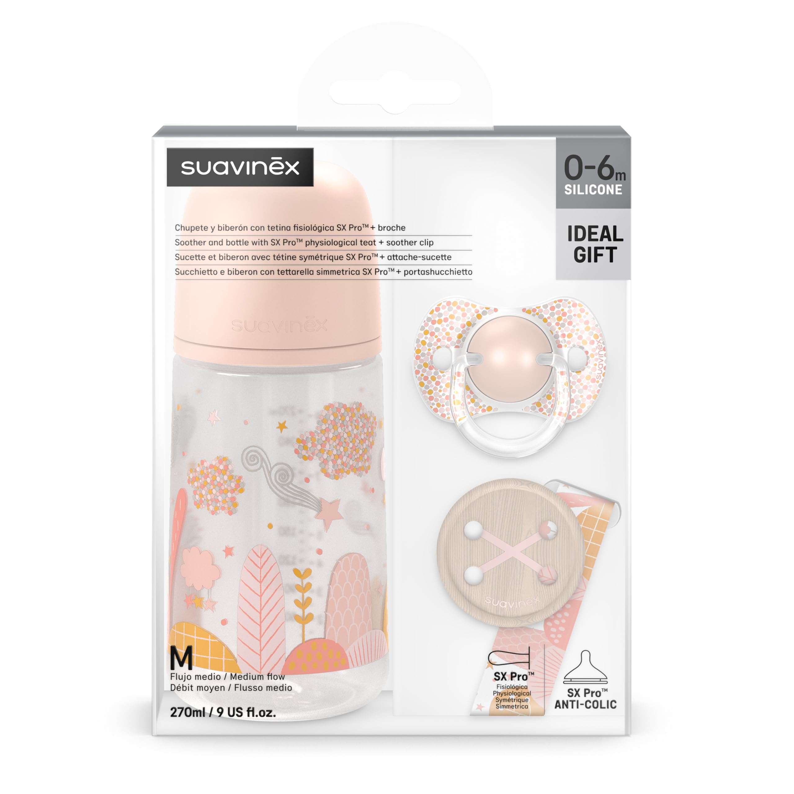 suavinex-pack-reci-n-nacido-dreams-rosa-biber-n-antic-lico-270-ml-chupete-0-6-me image 2