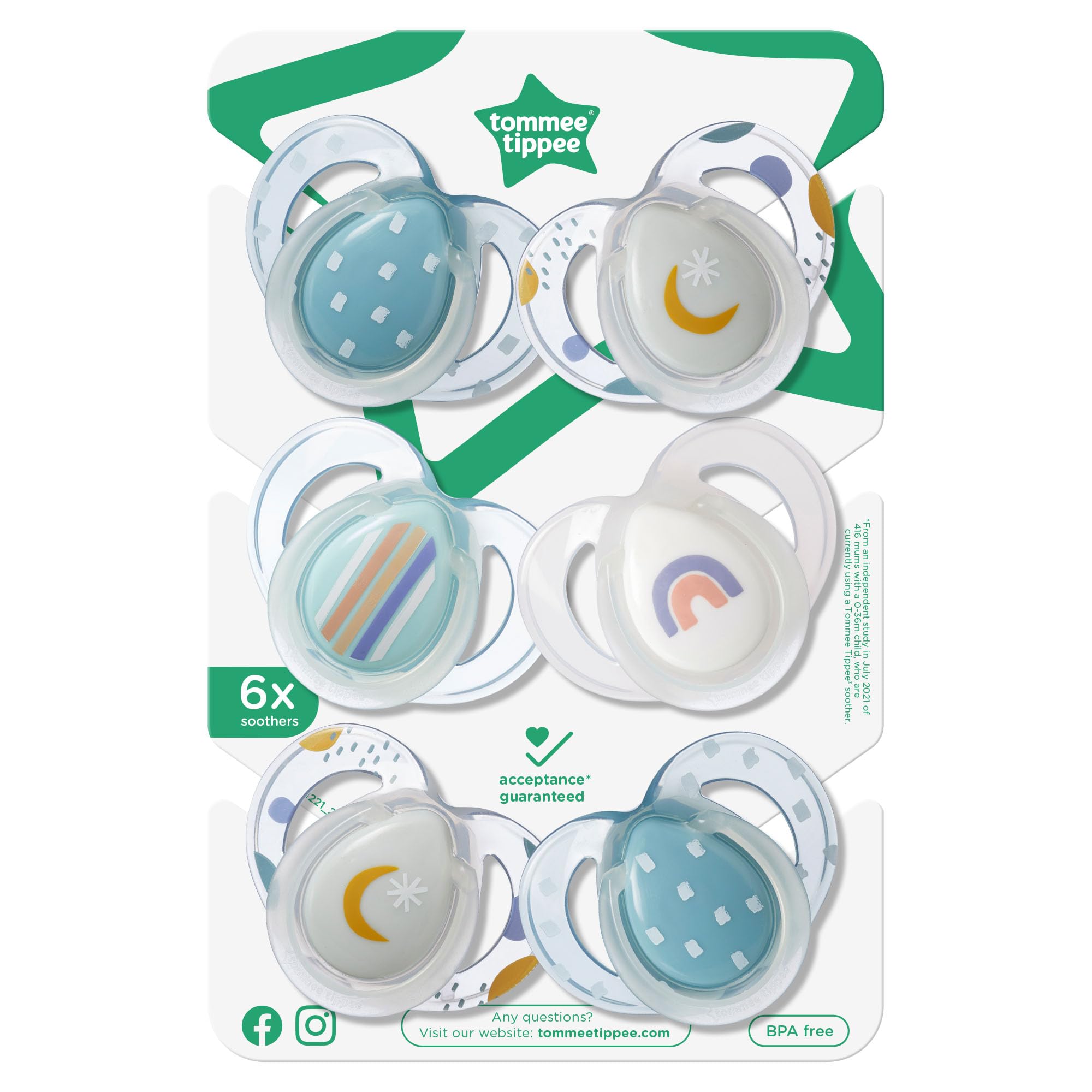 tommee-tippee-nighttime-chupete-que-brilla-en-la-oscuridad-6-18-meses-pack-de-6- image 2