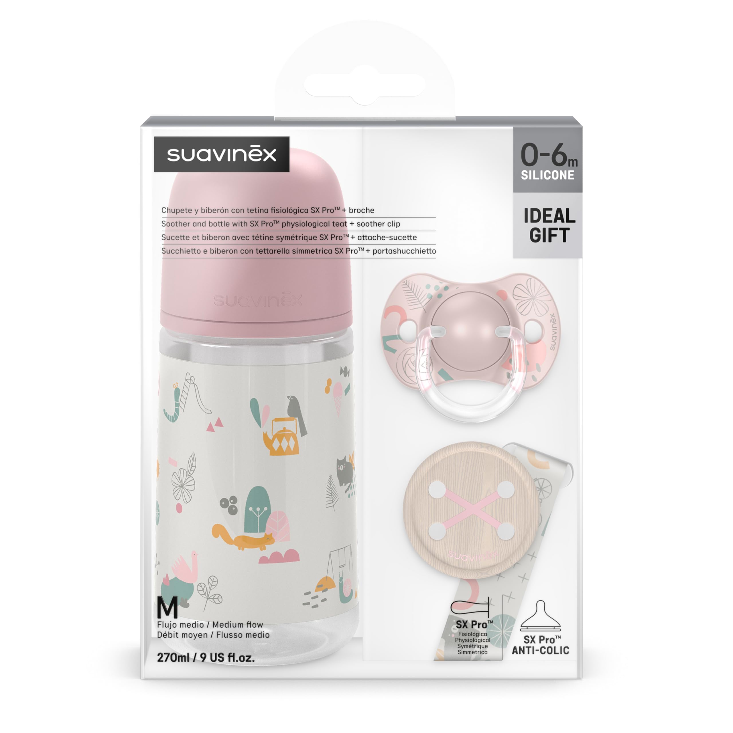 suavinex-pack-reci-n-nacido-walk-rosa-biber-n-antic-lico-270-ml-chupete-0-6-mese image 2
