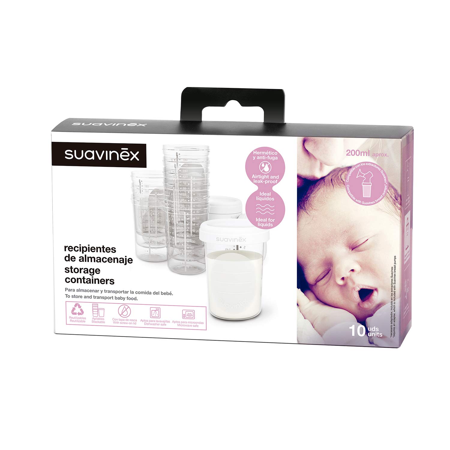 suavinex-pack-10-tarritos-almacenaje-leche-materna-200-ml-con-tapa-de-rosca-herm image 5