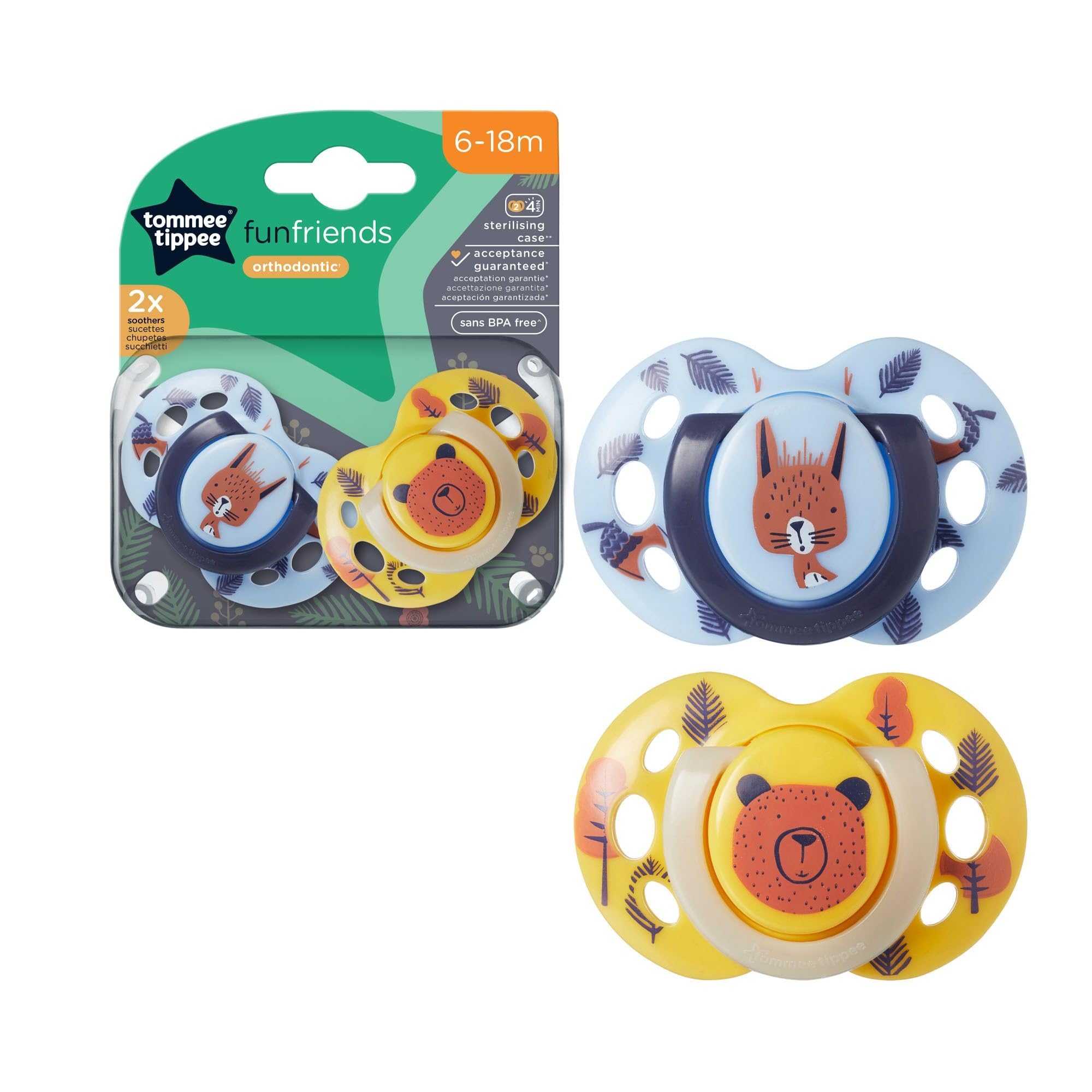 tommee-tippee-fun-chupetes-ortod-nticos-6-18-meses-pack-de-2-silicona-reversible image 2