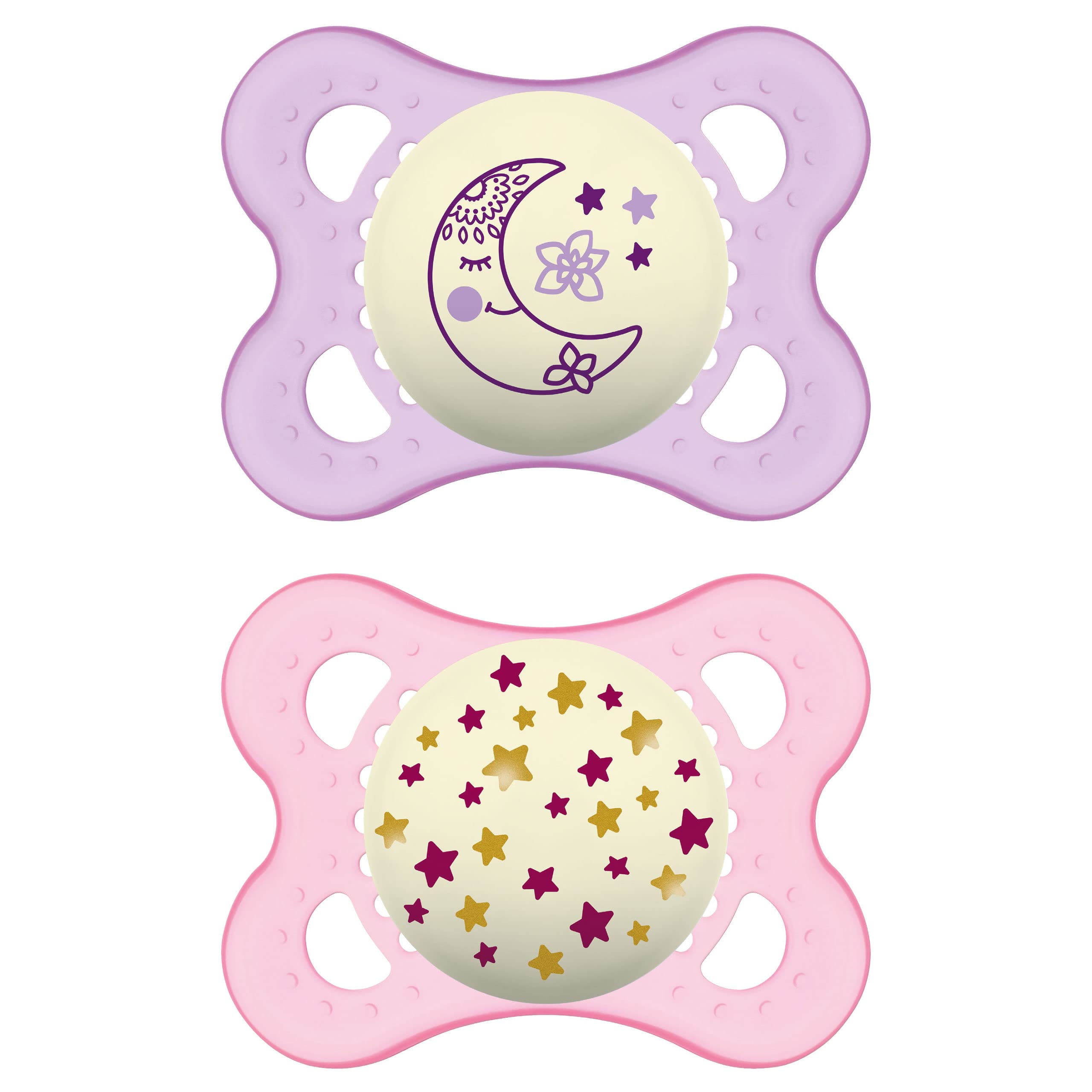 mam-original-night-chupete-que-brilla-en-la-oscuridad-0-meses-rosa-pack-de-2-con image 1